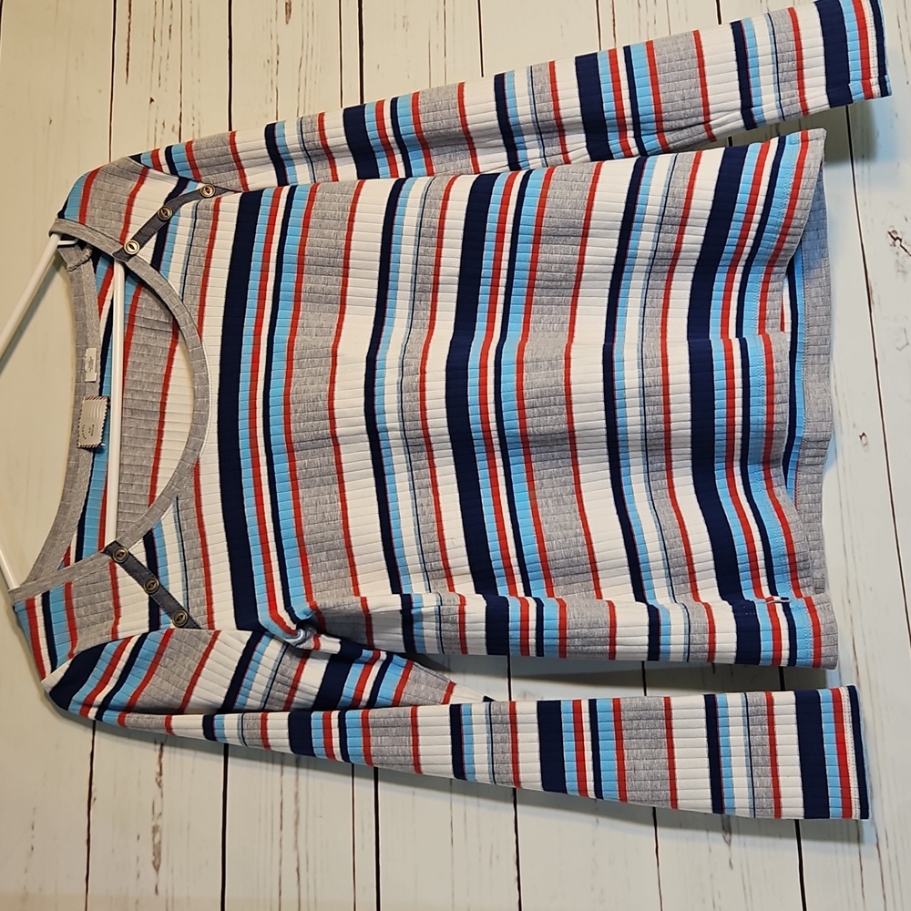 Anthropologie Postage‎ Stamp Striped Multi Color Long Sleeve Top Medium